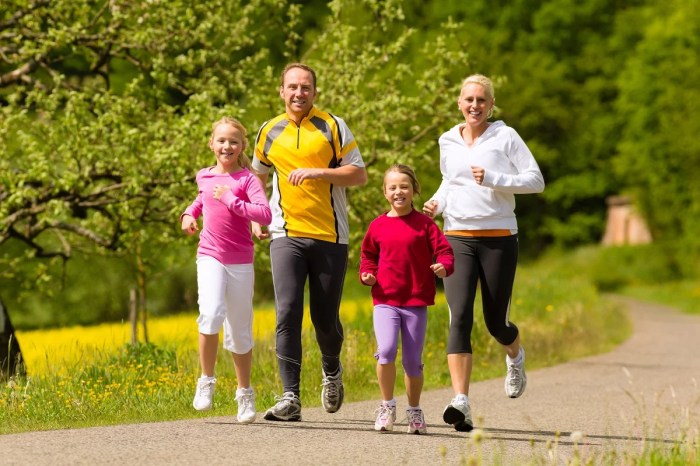 Jogging outdoors sport family preview