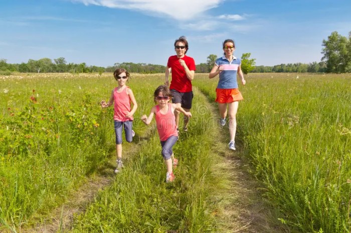 Jogging outdoors sport family preview